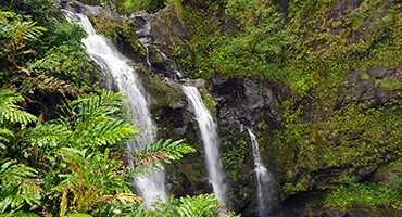 three waterfalls in hawaii island