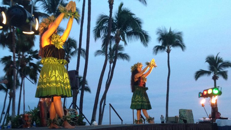 hula dancers performing outdoor