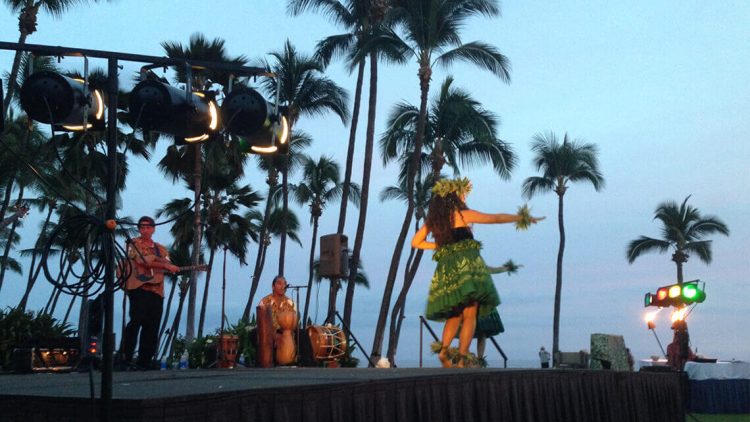 hula dancers performing outdoor