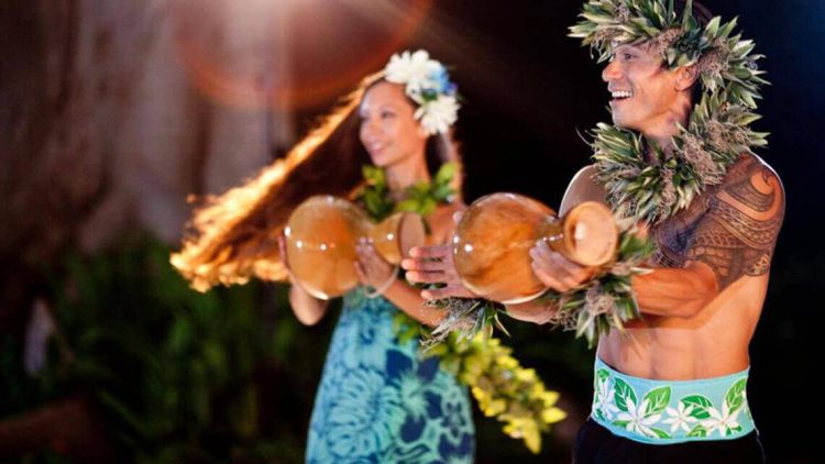hula dancers in costumes