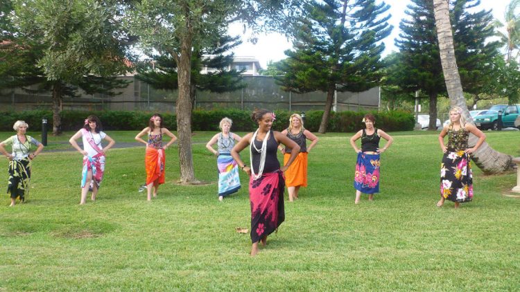 friends group photo after hula lesson